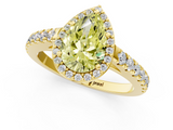Yellow gold Fancy Yellow Pear  Cut Halo Diamond Engagement Ring with Pave Band and Four-Prong Setting_30