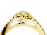 Yellow gold Fancy Yellow Pear  Cut Halo Diamond Engagement Ring with Pave Band and Four-Prong Setting_33