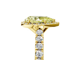 Yellow gold Fancy Yellow Pear  Cut Halo Diamond Engagement Ring with Pave Band and Four-Prong Setting_34