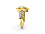 Yellow gold Fancy Yellow Pear Cut Halo Diamond Engagement Ring with Pave Split Shank and Four-Prong Setting_2