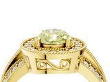 Yellow gold Fancy Yellow Pear Cut Halo Diamond Engagement Ring with Pave Split Shank and Four-Prong Setting_4