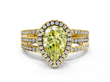 Yellow gold Fancy Yellow Pear  Cut Halo Diamond Engagement Ring with Split Shank and Four-Prong Setting_20