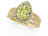 Yellow gold Fancy Yellow Pear  Cut Halo Diamond Engagement Ring with Split Shank and Four-Prong Setting_21