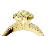 Yellow gold Fancy Yellow Pear  Cut Halo Diamond Engagement Ring with Split Shank and Four-Prong Setting_24