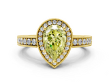 Yellow gold Fancy Yellow Pear  Cut Halo Diamond Pave Band Ring with Four-Prong Setting_45