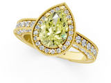 Yellow gold Fancy Yellow Pear  Cut Halo Diamond Pave Band Ring with Four-Prong Setting_46