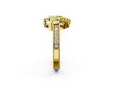 Yellow gold Fancy Yellow Pear  Cut Halo Diamond Pave Band Ring with Four-Prong Setting_47
