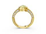 Yellow gold Fancy Yellow Pear  Cut Halo Diamond Pave Band Ring with Four-Prong Setting_48