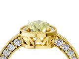 Yellow gold Fancy Yellow Pear  Cut Halo Diamond Pave Band Ring with Four-Prong Setting_49