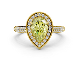 Yellow gold Fancy Yellow Pear  Cut Halo Diamond Pave Band with Four-Prong Setting_51