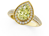 Yellow gold Fancy Yellow Pear  Cut Halo Diamond Pave Band with Four-Prong Setting_52