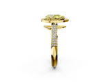 Yellow gold Fancy Yellow Pear  Cut Halo Diamond Pave Band with Four-Prong Setting_53
