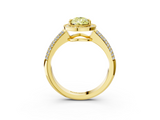 Yellow gold Fancy Yellow Pear  Cut Halo Diamond Pave Band with Four-Prong Setting_54