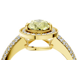 Yellow gold Fancy Yellow Pear  Cut Halo Diamond Pave Band with Four-Prong Setting_55