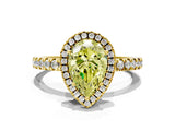 Yellow gold Fancy Yellow Pear Cut Halo Diamond Pave Band with Prong Setting