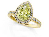 Yellow gold Fancy Yellow Pear Cut Halo Diamond Pave Band with Prong Setting_1