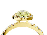 Yellow gold Fancy Yellow Pear Cut Halo Diamond Pave Band with Prong Setting_4