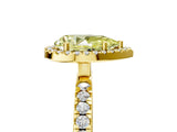 Yellow gold Fancy Yellow Pear Cut Halo Diamond Pave Band with Prong Setting_5