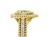 Yellow gold Fancy Yellow Pear Cut Halo Diamond Ring with Beaded Split Shank and Four-Prong Setting_5