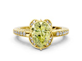 Yellow gold Fancy Yellow Pear  Cut Halo Diamond Ring with Channel Set Band and Four-Prong Setting_32