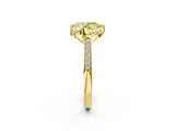 Yellow gold Fancy Yellow Pear  Cut Halo Diamond Ring with Channel Set Band and Four-Prong Setting_34