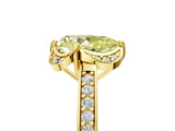 Yellow gold Fancy Yellow Pear  Cut Halo Diamond Ring with Channel Set Band and Four-Prong Setting_37