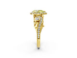 Yellow gold Fancy Yellow Pear Cut Halo Diamond Ring with Milgrain and Bezel Accents on a Split Shank Band_14