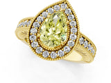 Yellow gold Fancy Yellow Pear  Cut Halo Diamond Ring with Pavé Band and Four-Prong Setting_70