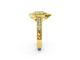 Yellow gold Fancy Yellow Pear  Cut Halo Diamond Ring with Pavé Band and Four-Prong Setting_71
