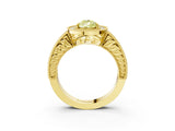 Yellow gold Fancy Yellow Pear  Cut Halo Diamond Ring with Pavé Band and Four-Prong Setting_72