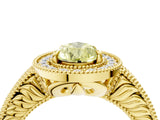 Yellow gold Fancy Yellow Pear  Cut Halo Diamond Ring with Pavé Band and Four-Prong Setting_73