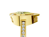 Yellow gold Fancy Yellow Pear  Cut Halo Diamond Ring with Pavé Band and Milgrain Prong Setting_37