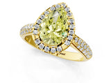 Yellow gold Fancy Yellow Pear Cut Halo Diamond Ring with Pavé Band_1