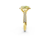 Yellow gold Fancy Yellow Pear Cut Halo Diamond Ring with Pavé Band_2