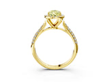 Yellow gold Fancy Yellow Pear Cut Halo Diamond Ring with Pavé Band_3