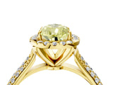 Yellow gold Fancy Yellow Pear Cut Halo Diamond Ring with Pavé Band_4