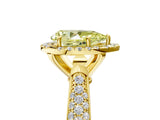 Yellow gold Fancy Yellow Pear Cut Halo Diamond Ring with Pavé Band_5