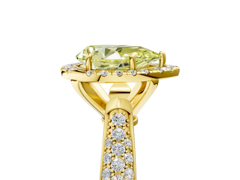 Yellow gold Fancy Yellow Pear Cut Halo Diamond Ring with Pavé Band_5