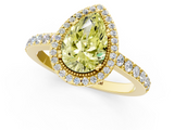 Yellow gold Fancy Yellow Pear  Cut Halo Diamond Ring with Pave Band and Four-Prong Setting_25