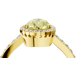 Yellow gold Fancy Yellow Pear  Cut Halo Diamond Ring with Pave Band and Four-Prong Setting_28