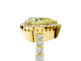 Yellow gold Fancy Yellow Pear  Cut Halo Diamond Ring with Pave Band and Four-Prong Setting_29
