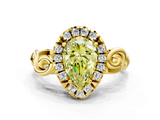Yellow gold Fancy Yellow Pear  Cut Halo Diamond Ring with Scrollwork Band and Four-Prong Setting_72