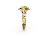 Yellow gold Fancy Yellow Pear  Cut Halo Diamond Ring with Scrollwork Band and Four-Prong Setting_74