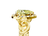 Yellow gold Fancy Yellow Pear  Cut Halo Diamond Ring with Scrollwork Band and Four-Prong Setting_77