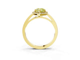Yellow gold Fancy Yellow Pear Cut Halo Diamond Ring with Solitaire Band and Prong Setting_3