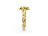 Yellow gold Fancy Yellow Pear Cut Halo Diamond Solitaire with Filigree Band and Four-Prong Setting_2