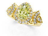 Yellow gold Fancy Yellow Pear Cut Halo Diamond Split Shank Engagement Ring with Four-Prong Setting_1