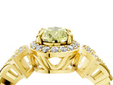 Yellow gold Fancy Yellow Pear Cut Halo Diamond Split Shank Engagement Ring with Four-Prong Setting_4