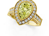 Yellow gold Fancy Yellow Pear Cut Halo Diamond Split Shank Pave Ring_1