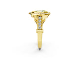Yellow gold Fancy Yellow Pear Cut Halo Diamond Split Shank Pave Ring_2